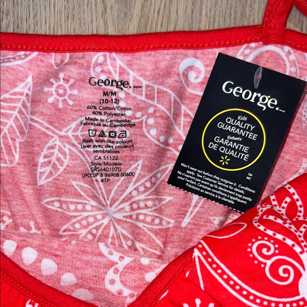 ๐๏ธ 4 for $20 ๐๏ธ - NWT - George Kids Red and White Floral Dress - Picture 2 of 6